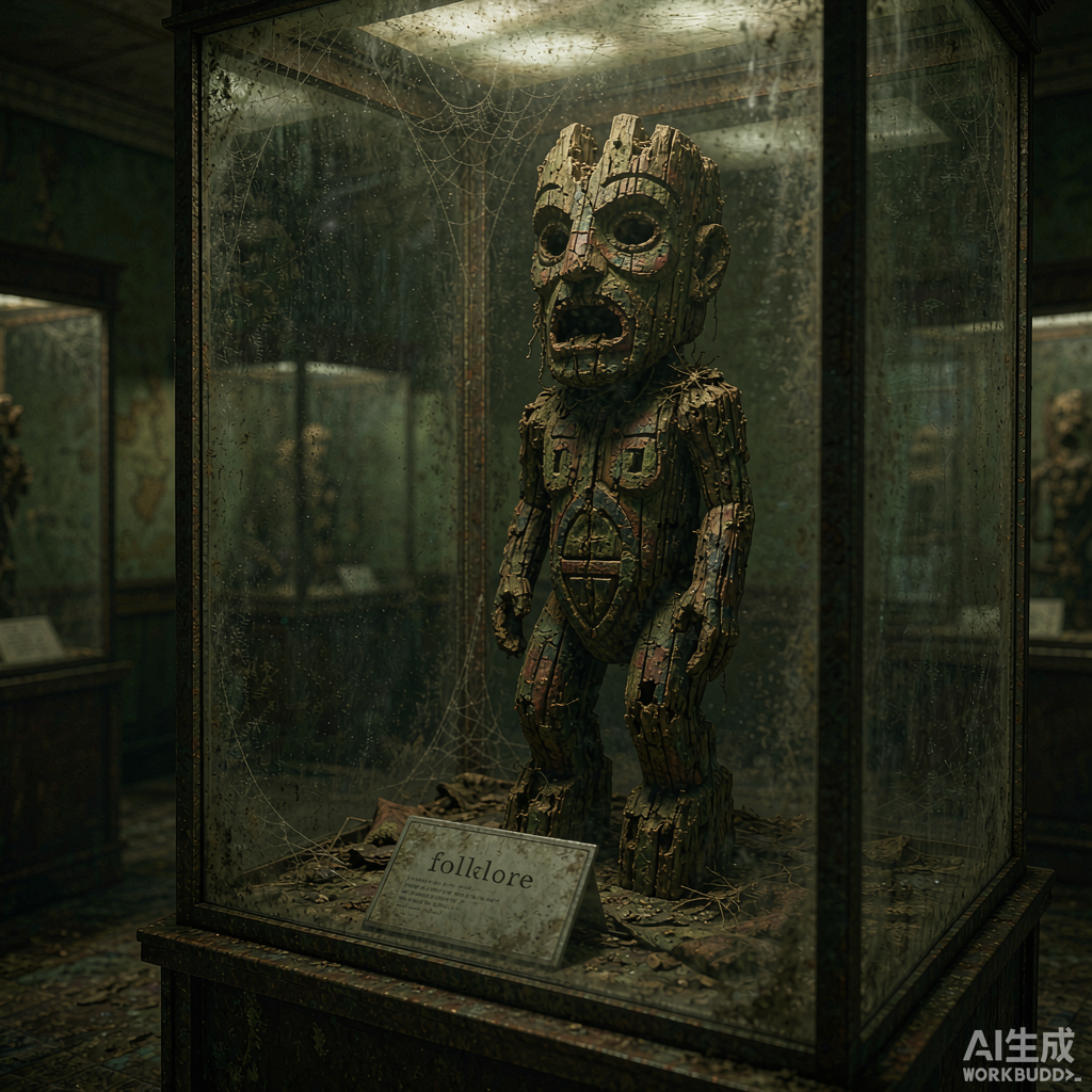 陈列 folklore 神龛的霉尘展柜